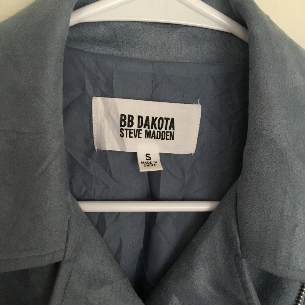 BB Dakota Jacket Womens Sz Small Blue Faux Suede Moto Steve Madden Casual NEW - Picture 3 of 9